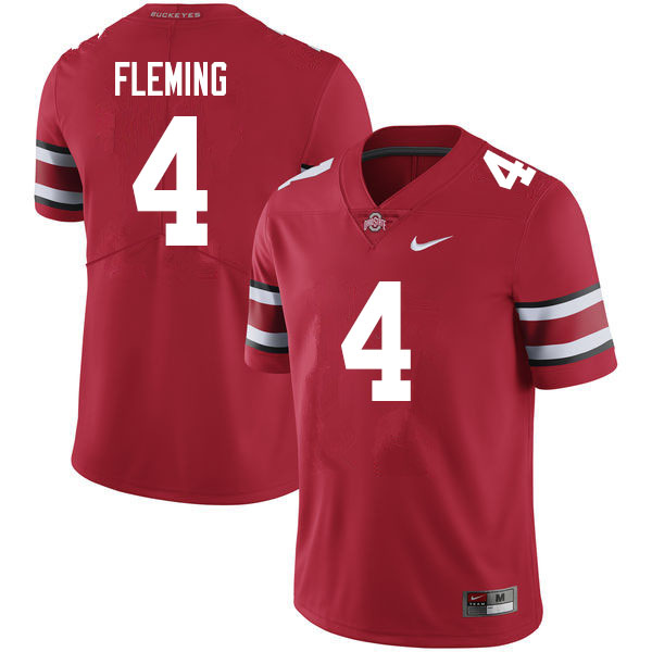 Men #4 Julian Fleming Ohio State Buckeyes College Football Jerseys Sale-Scarlet